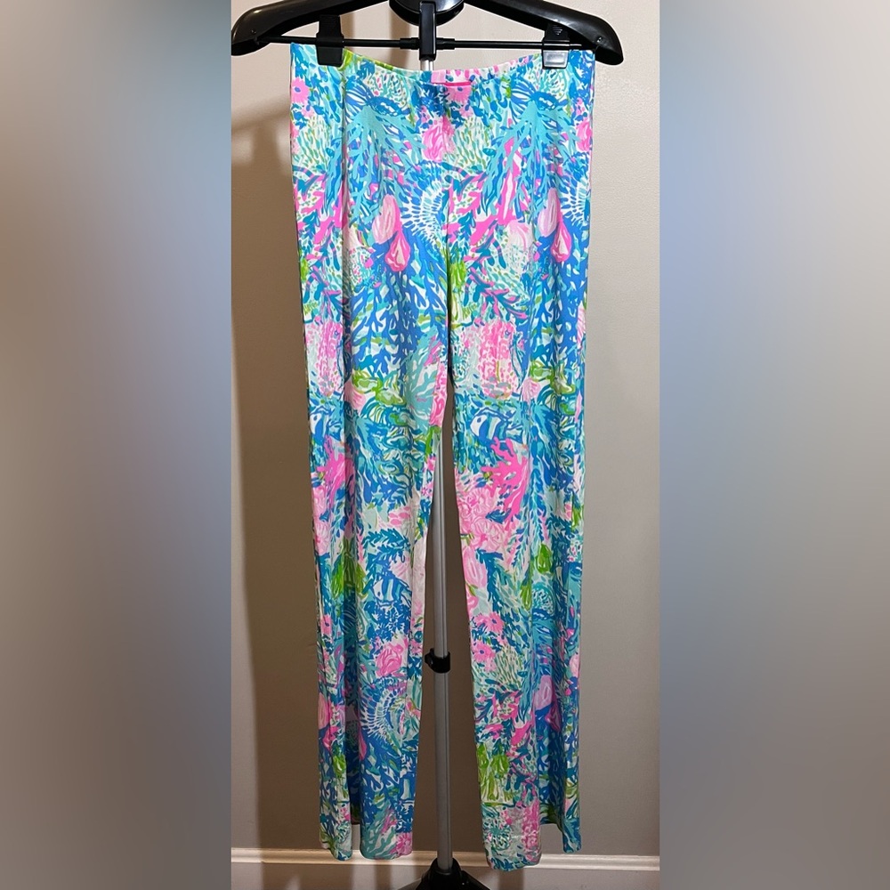 Lilly Pulitzer Blue Pink Green Palazzo Pant - Size Small - Picture 1 of 4
